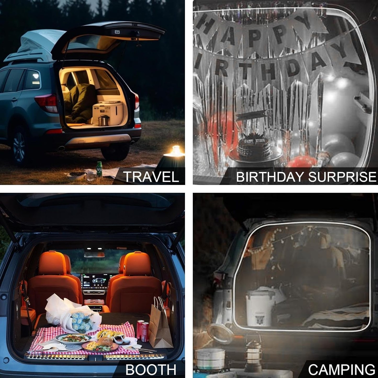 Car Trunk Light Strip, Ambient Vehicle Lighting, 6,5in Flexible Cuttable LED Design, Easy Installation with Strong Adhesive, Rear Trunks Decoration for Men and Women