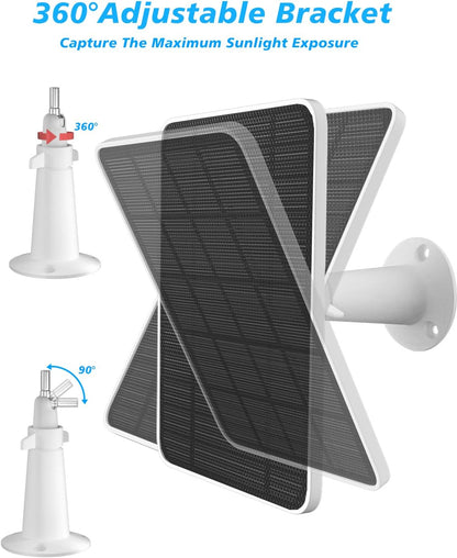 Solar Panel Charger Compatible with Arlo Ultra/Ultra 2/Pro 3/Pro 4/Pro 3 Floodlight Security Camera, 5V 4W Solar Panels Charging IP65 Weatherproof with 3M Charging Cable Adjustable Wall Mount (2 Pack)