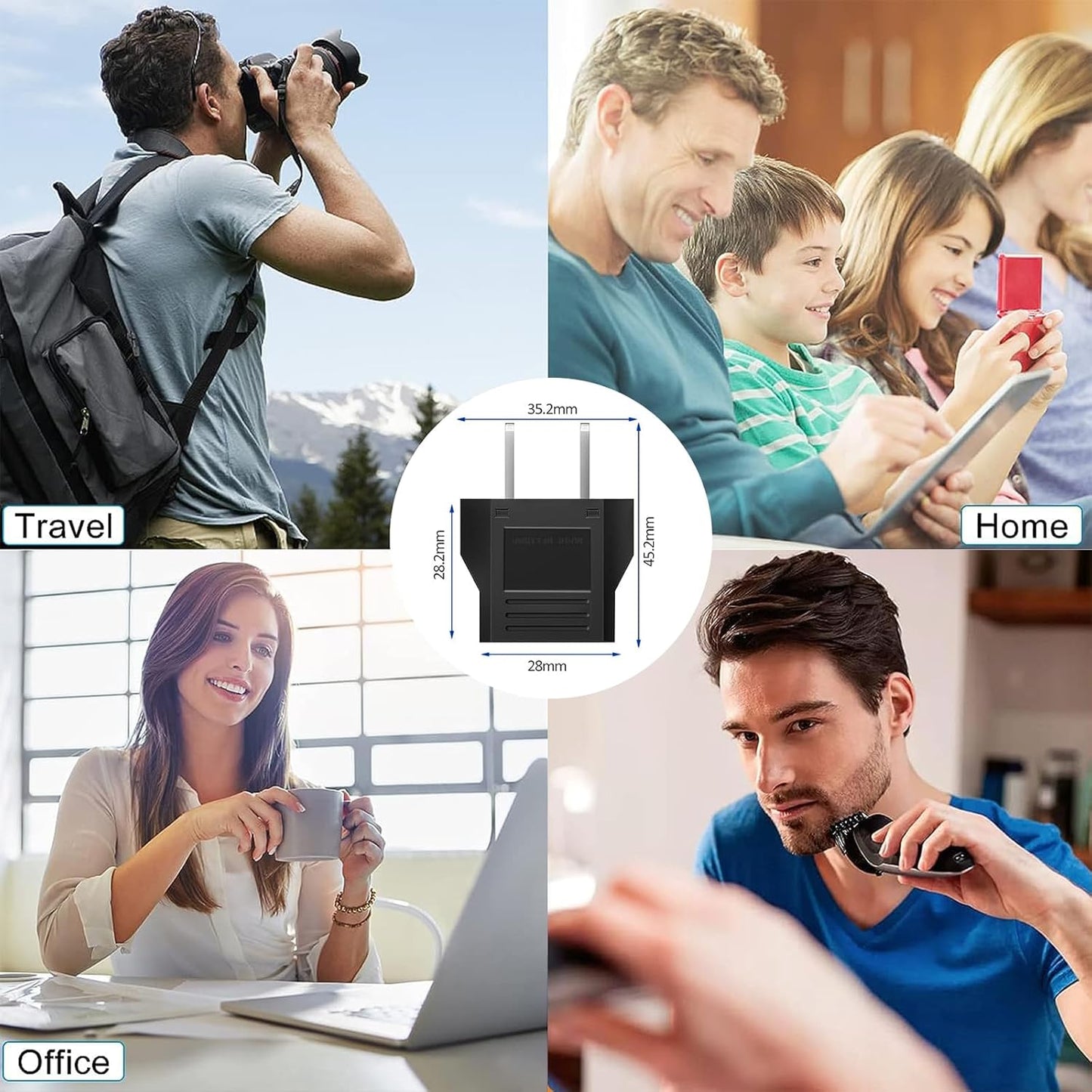Clomnpe 4 Pieces Universal USA Italy Travel Adapter, Italian Plug to US Adapter, American Plug Adapter, USA Italy Adapter for Europe/USA/US/China/Japan/Canada/Mexico
