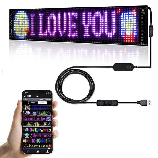 Programmable LED Sign for Business,Flexible Digital Sign,Scrolling LED Sign,Bluetooth APP,DIY Design Animations,Text, Graffiti,Colour (23''x5'')