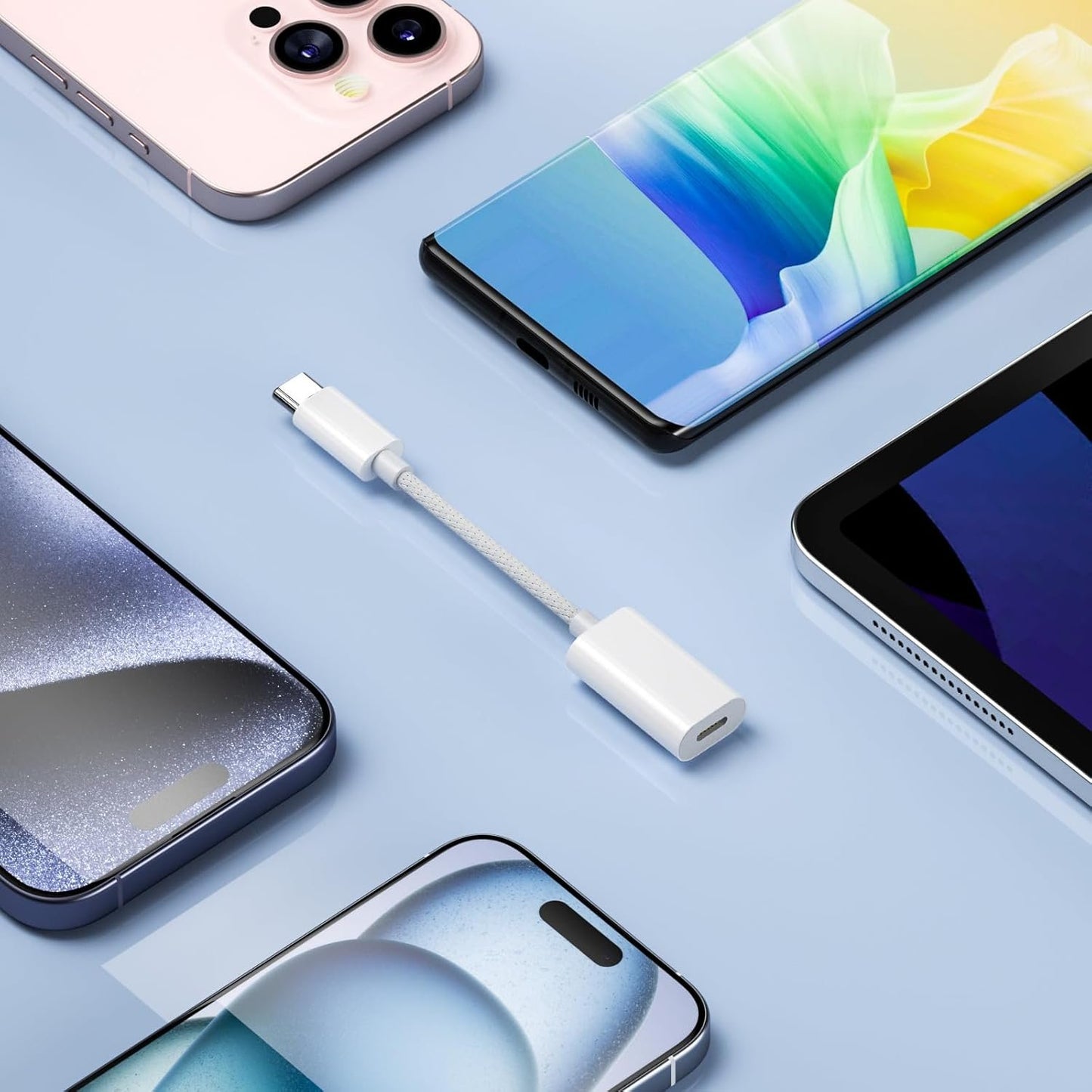 Lighting Female to USB C Adapter (Audio Decoding Cord,Fast Charging,Data) Lighting Wired Headphone Connector Cable for iPhone 15,16,iPad USB-C Accessory