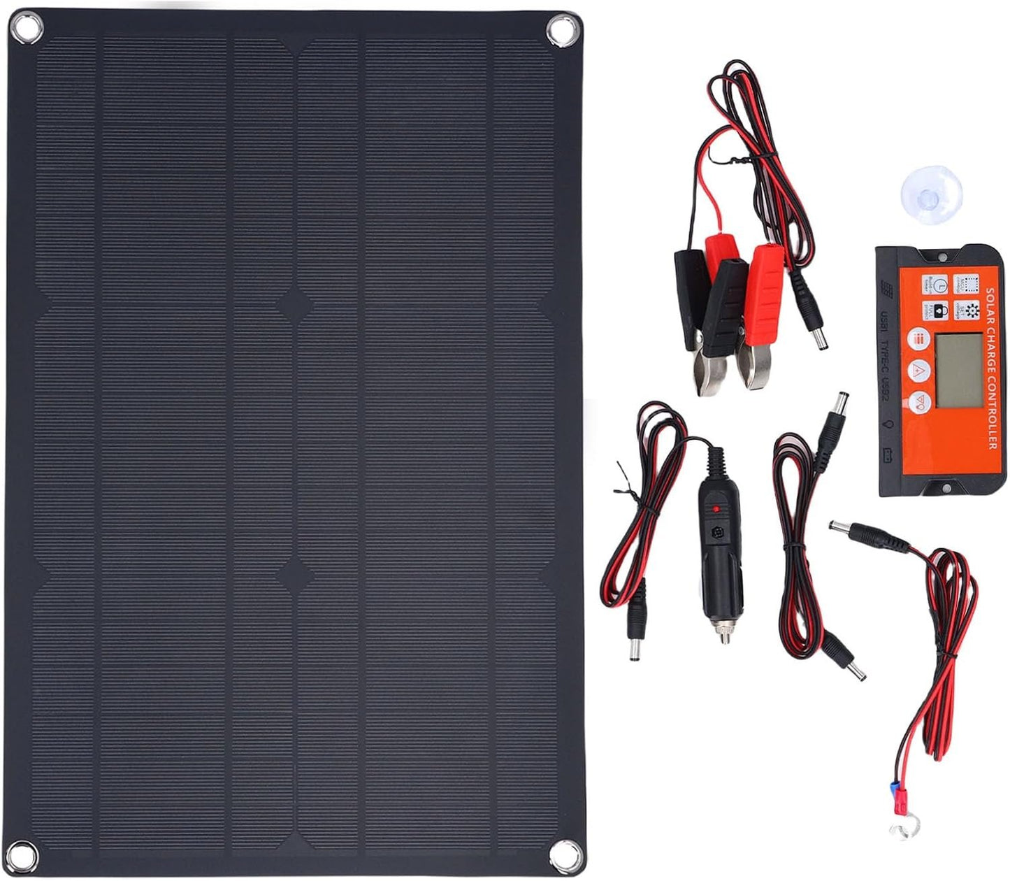 Car Battery Solar Charger, 20W 12V Portable Solar Power Car Battery Charger Solar Battery Charger Maintainer Panel Charging Kit with Controller for Automotive Boat