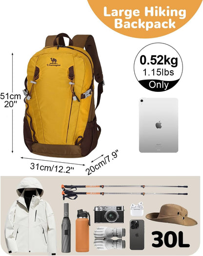 Outplea 30L Hiking Daypack for Men Women, Travel Hiking Backpack, Breathable Waterproof Outdoor Rucking Backpack