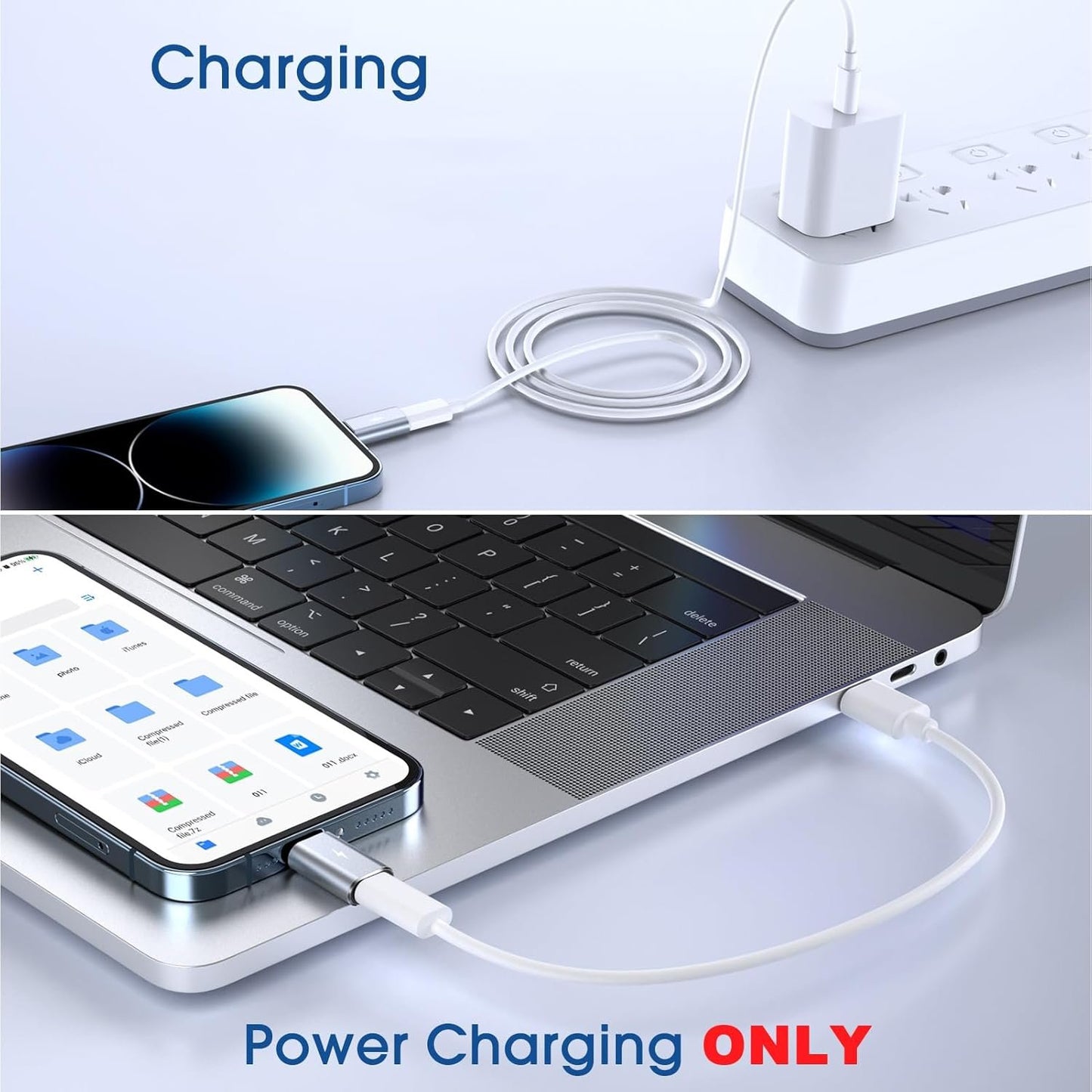 TechMatte USB C Female to Lightning Male Charging Adapter for iPhone, with E-Mark IC Anti-Lost Holder, Support PD Fast Charging, Not Support Headphones/Audio/OTG (2 Pack)