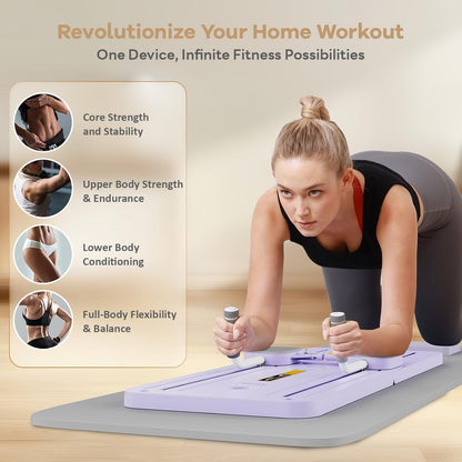 Foldable Pilates Reformer Ab Machine with Automatic Rebound Function for Home Gym - Core & Abdominal Strength Training Equipment with Knee Pad - Ab Core Trainer, Push-Up Board