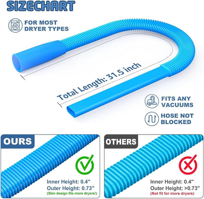 Dryer Duct Cleaning Kit - Vent Tool, Lint Brush | Vacuum Attachment with Flexible Rod Set For Pipe Trap Exhaust Hose Dust Removal Appliance Maintenance Safety Interior House Use Accessories