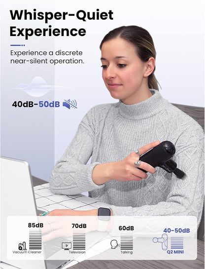 BOB AND BRAD Q2 Mini Massage Gun, Pocket-Sized Deep Tissue Massager Gun, Portable Percussion Muscle Massager Gun, Ultra Small & Quiet Muscle Massage Gun with Carry Case, Gifts for Men Women