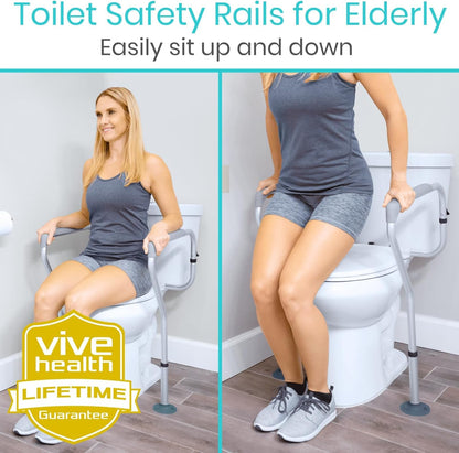 Toilet Rail by Vive - Bathroom Safety Frame for Elderly Handicap and Disabled - Toilet Safety Handrail Grab Bar - Adjustable Height