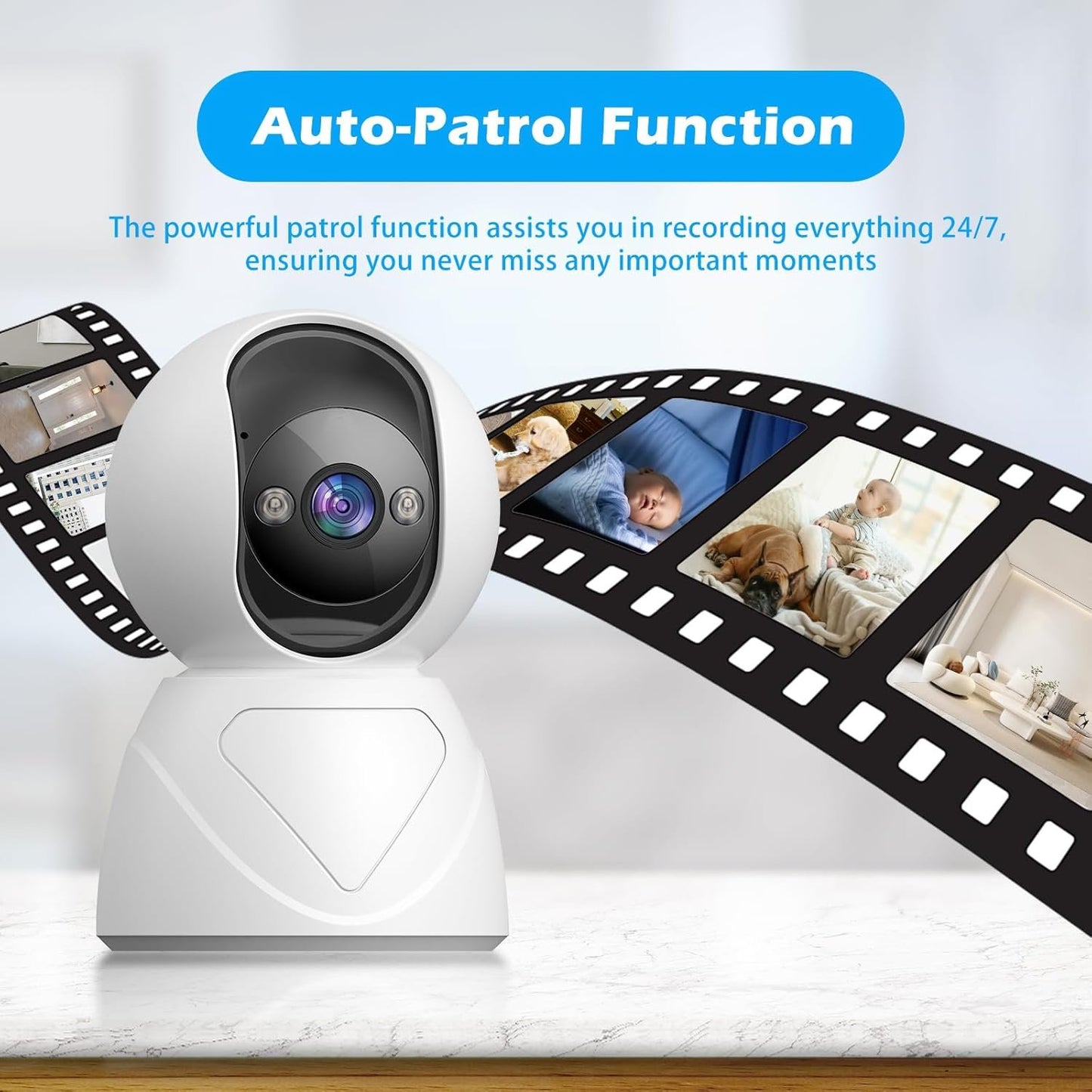 Indoor Pan/Tilt Security Camera, 5G WiFi Home Cameras for Baby Monitor/Pet Camera, Auto-Focus and Zoom, Motion Detection, 2-Way Audio, Siren, Night Vision, Cloud & SD Card Storage