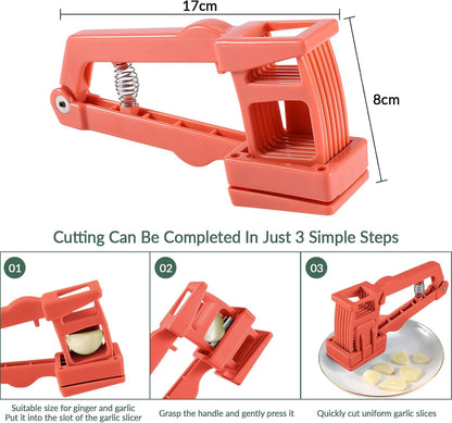 Manual Garlic Presses, Garlic Slicer, Garlic Crusher, Evenly Sliced Garlic Slicer, Easy Squeeze, Ergonomic Handle, Handheld Slicer Kitchen Gadgets Tool (orange)