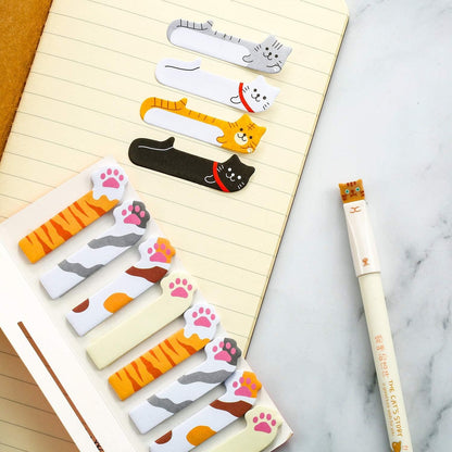 12 Pieces Cute Cat Pens Cats Design Gel Ink Pens Kawaii Writing Pen and 320 Pieces Cute Cat Sticky Notes Page Bookmarks Flags Tab for Cat Lovers Kids Stationery School Office Supplies