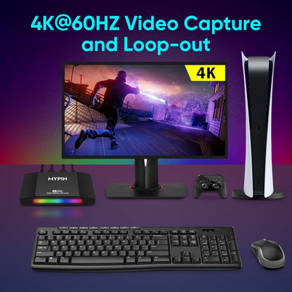 4K 60fps HDMI Video Game Capture and Passthrough Support HDR & VRR,1080P 120fps Capture for Games Console Live Streaming and Video Recording in 4K