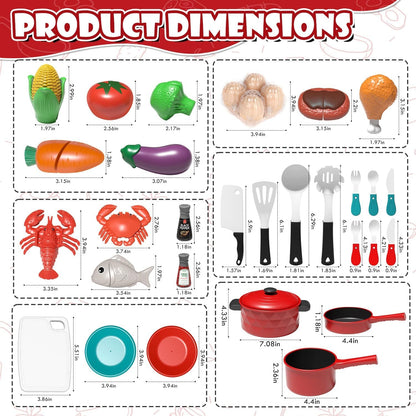 Lehoo Castle Play Kitchen Accessories, Play Pots and Pans Sets for Kids Kitchen, Play Food Sets for Kids, Kitchen Play Set Toddler Cooking Set, Toy Foods for Toddlers 3-5 Girls