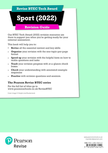 Pearson REVISE BTEC Tech Award Sport 2022 Revision Guide