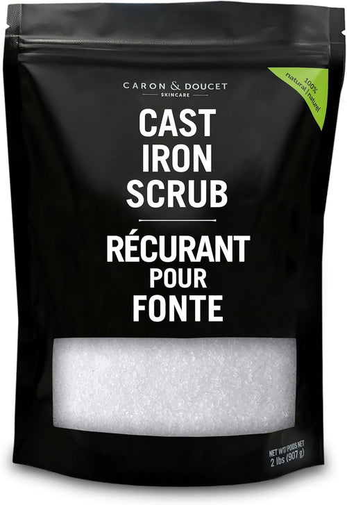 Caron & Doucet - Cast Iron Cleaning & Restoring Scrub | 100% Natural | Best for Removing Rust Without Scratching & Care Before Cleaning, Washing & Seasoning (907 Grams)