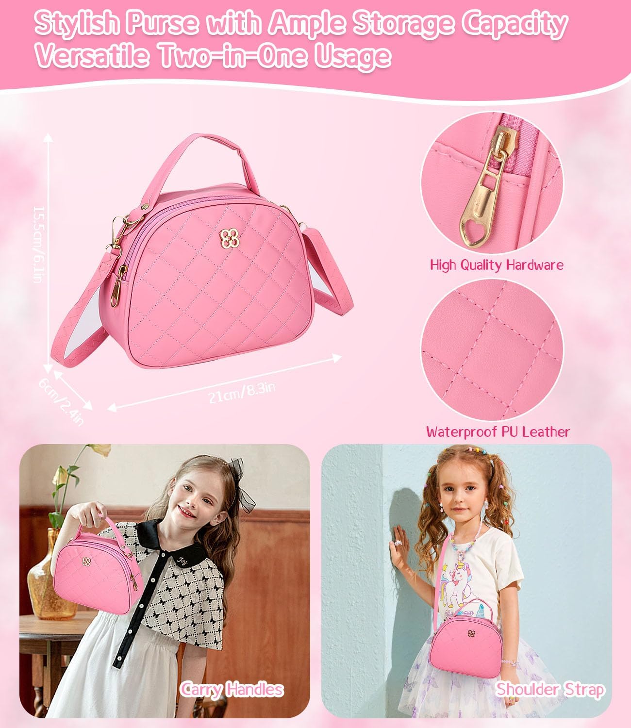 Zaxiva 32 Pieces Girl Bag Toy Accessories with Fake Makeup, Wallet, Phone with Light and Music – Christmas Gifts for Games 3 Years