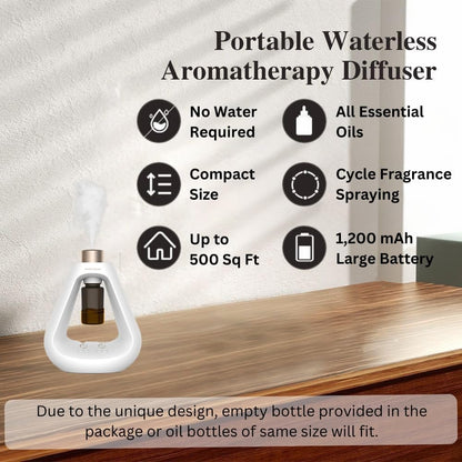 Waterless Oil Diffuser, Cordless Diffuser for Essential Oils, Aromatherapy Waterless Diffuser - Scent Diffusers for Home Bedroom Office Hotel, Small Diffusers for Essential Oils with 9 Mist Settings