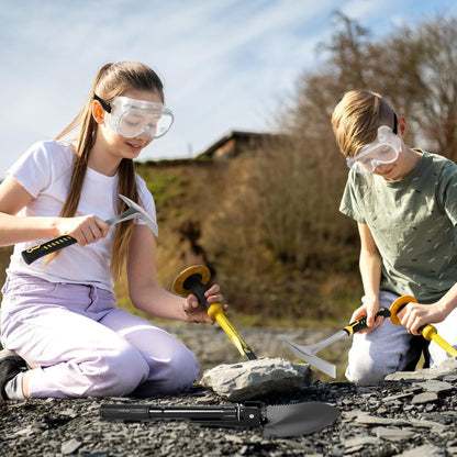 26oz Geologist Rock Pick Tool kits-12 Folding Multitool Shovel-Survival Bracelet-Safety Glasses-Jewelers Loupe-Gloves for Hounding Gold Mining Prospecting Stone Breaking Pry Rocks Loosen Soil