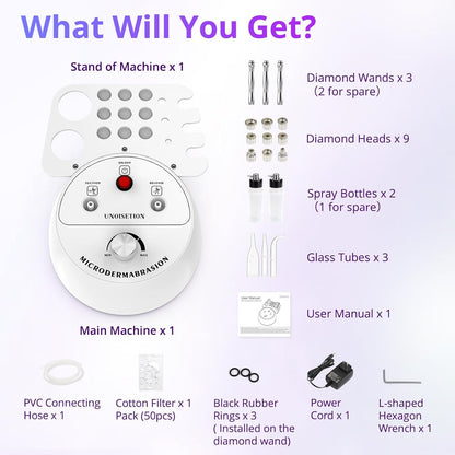 UNOISETION Diamond Microdermabrasion Machine Professional, 3 in 1 Dermabrasion Facial Peeling Skin Care Device for Salon Personal Home Use