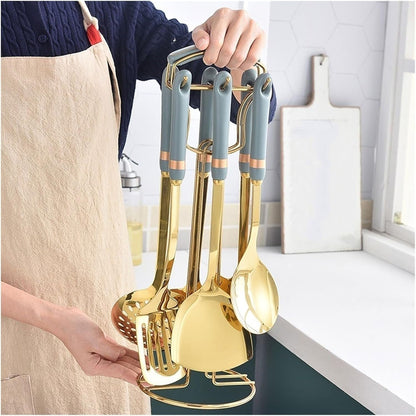 XDAWQP Cucchiai da Cucina in Ceramica, spatole, Utensili da Cucina in Acciaio Inossidabile, Gadget, Utensili da Forno, Utensili da Cucina, 7 Pezzi