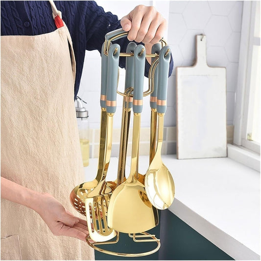 XDAWQP Cucchiai da Cucina in Ceramica, spatole, Utensili da Cucina in Acciaio Inossidabile, Gadget, Utensili da Forno, Utensili da Cucina, 7 Pezzi