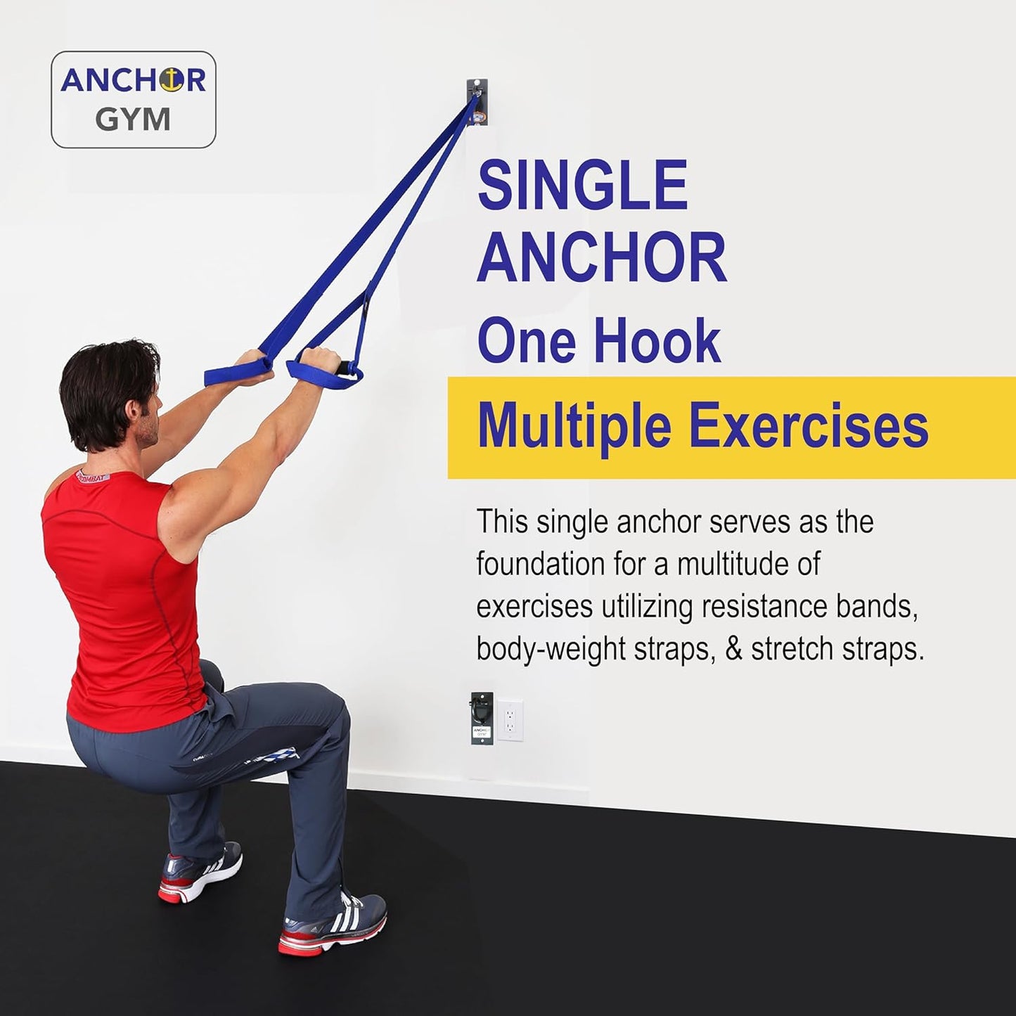 Anchor Gym - H1 Unit | One Workout Wall Mount Anchor - Wall or Ceiling Mounting Hooks for Bands, Straps, and Ropes (All Hardware Included)