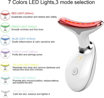 Face and Neck Massager，Multifunctional Facial Skin Care Tools,7 Color Led Face and Neck Beauty Device for Home Use