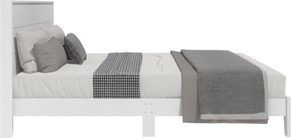 Galano Payne Queen Bed Frame with Headboard – White Platform Bed Frame, Wood Slat Support, No Box Spring Needed, Bedframe Queen Size, Base de Lit Queen, Queen Size Bed Frame