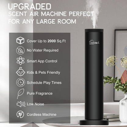 2025 Upgraded Wireless Rechargeable Diffuser - Whole House Hotel Odor Diffuser, Odor Air Machine - Bluetooth Control - Waterless Essential Oil Diffuser for Large Room,