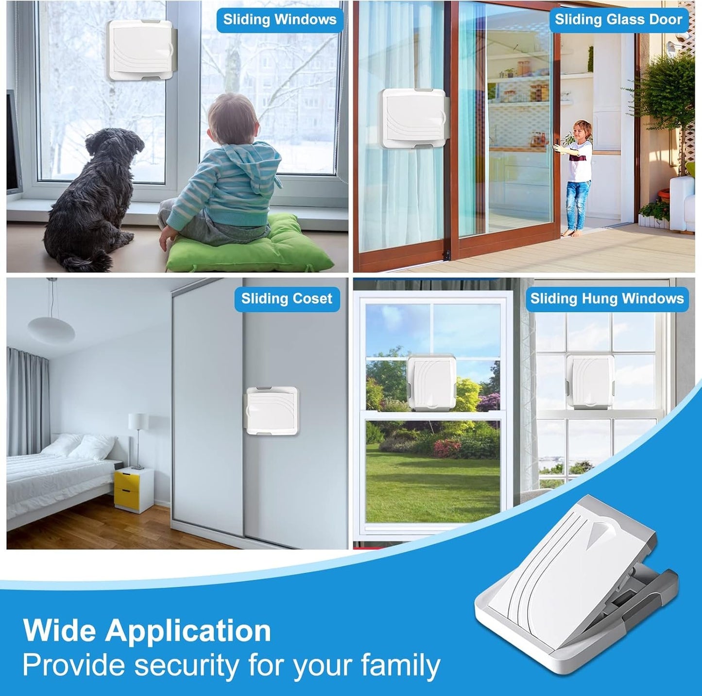 4 Pack Sliding Door Lock - Child Locks for Doors - Sliding Window Safety Lock - Sliding Door Child Lock for Sliding Windows,Sliding Door,Patio Door,Glass Door - No Drilling Tools Needed(Gray)