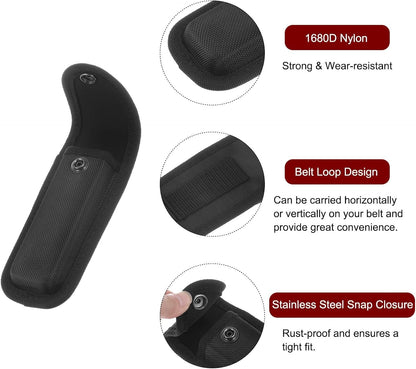 HARFINGTON Nylon Pocket Knife Sheath 6.5" x 2.8" Horizontal Vertical Carry Belt Loop Multi-Tool Pouch Folding Knife Belt Sheath with Snap Closure for Outdoor Daily Use, Black