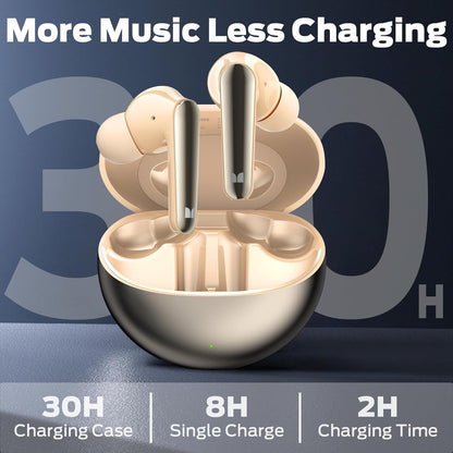 Monster N-Lite 203 AirLinks Wireless Earbuds, Bluetooth Headphones HiFi Stereo, 30H Playback, Crystal Clear Call, Type-C Charging, IPX6 Waterproof Wireless in-Ear Earbuds