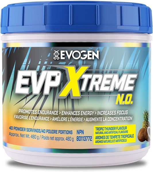 Evogen EVP Xtreme NO - Pre-Workout | Muscle Pump, Energy & Focus, Boosts Nitric Oxide | Arginine Nitrate, L-Citrulline, Natural Caffeine | Tropic Thunder | 40 Servings