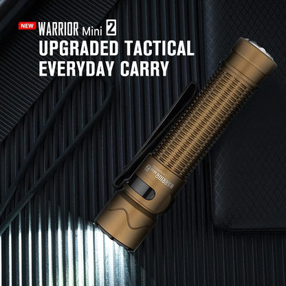 OLIGHT Warrior Mini2 Rechargeable Tactical Flashlight 1750 Lumens, Magnetic LED Flashlights with Dual Switch and Proximity Sensor for EDC, Camping, Outdoor, Emergency (Desert Tan)