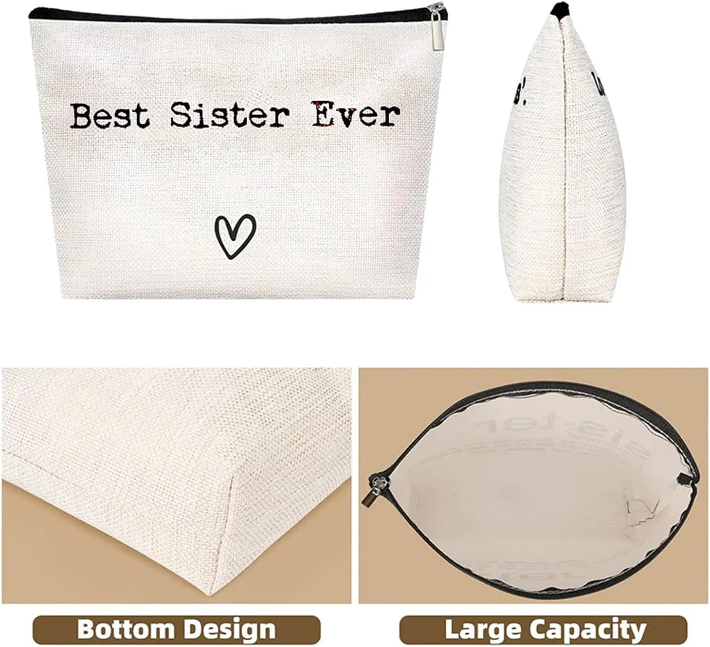 Toiletry Bag Travel Bag - Best Sister Ever Toiletry Organizer Sister - Portable Travel Toiletries Hygiene Bag, Funny Christmas Birthday Makeup Cosmetic Bag
