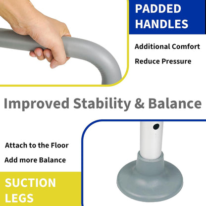 LandTale Toilet Safety Rails, Adjustable Toilet Rails for Elderly Adults Senior Disabled Handicap, Toilet Assistance Handles Safety Frames
