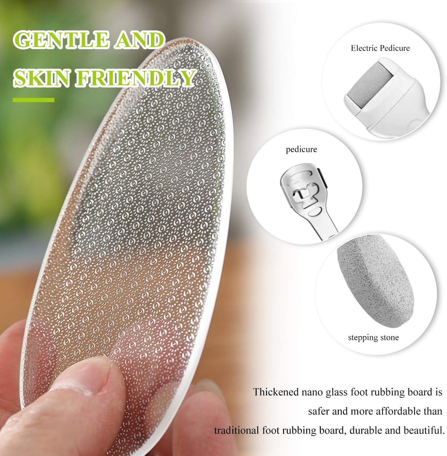 TORMEN Glass Foot File, 2 PCS Glass Nail File and Foot Rasp, Glass Nail File,Dead Skin Exfoliator with Nano Micro-Abrasive Particles, Hard Skin Remover for Wet and Dry Foot Care,Nail Care