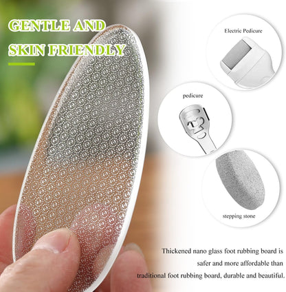 TORMEN Glass Foot File, 2 PCS Glass Nail File and Foot Rasp, Glass Nail File,Dead Skin Exfoliator with Nano Micro-Abrasive Particles, Hard Skin Remover for Wet and Dry Foot Care,Nail Care