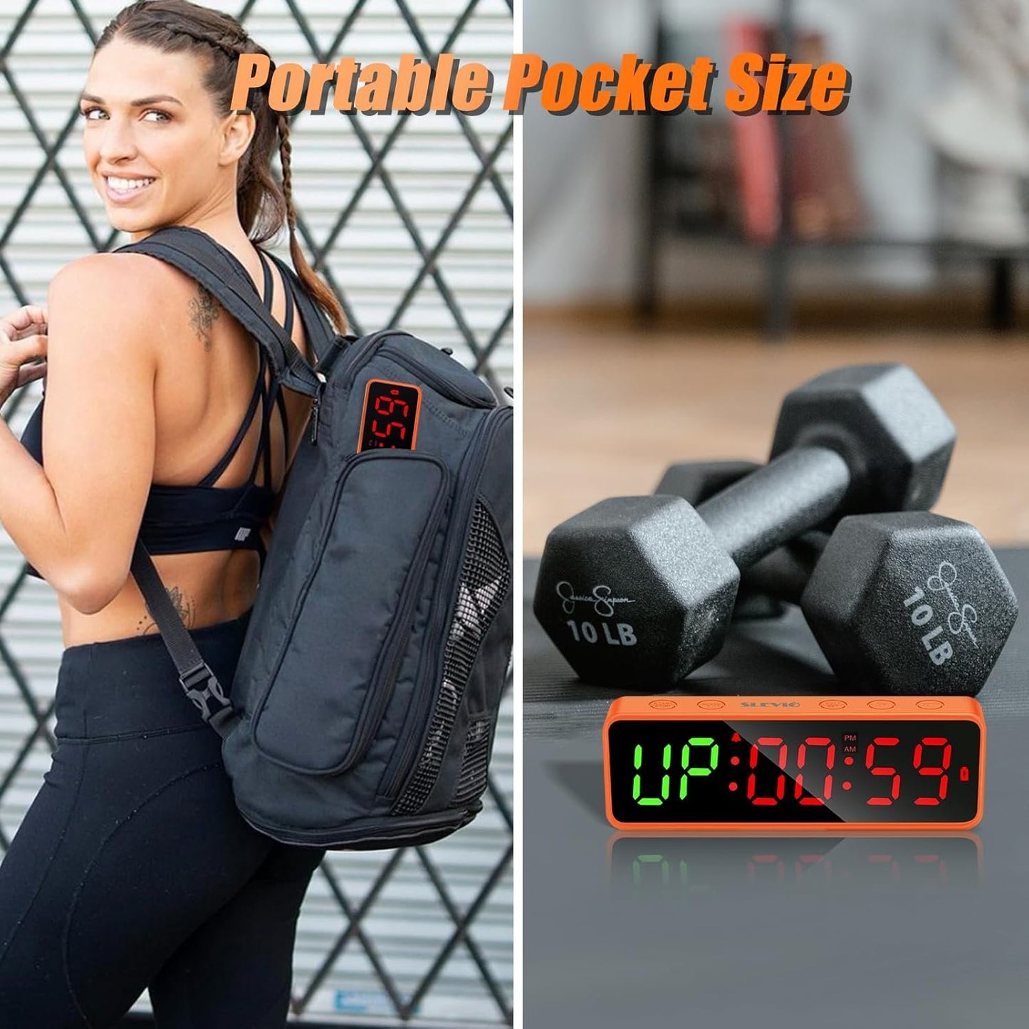 Small Gym Timer Clock, Stopwatch, Workout Interval Timer with Built-in Powerful Magnet, Large LED Digital Display, Home Accessories Countdown Clock for Home Gym Garage Schools (Black)