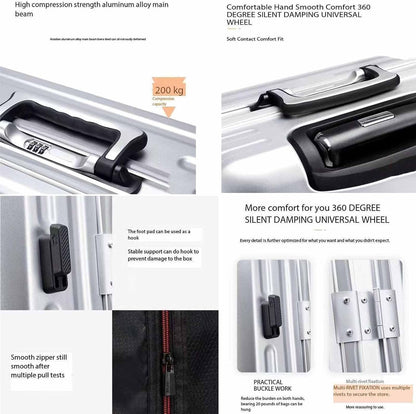 LJKSHNCX Valigia trolley da viaggio intelligente, valigia universale ultra silenziosa ricaricabile multifunzionale, lucchetto a combinazione Trinity