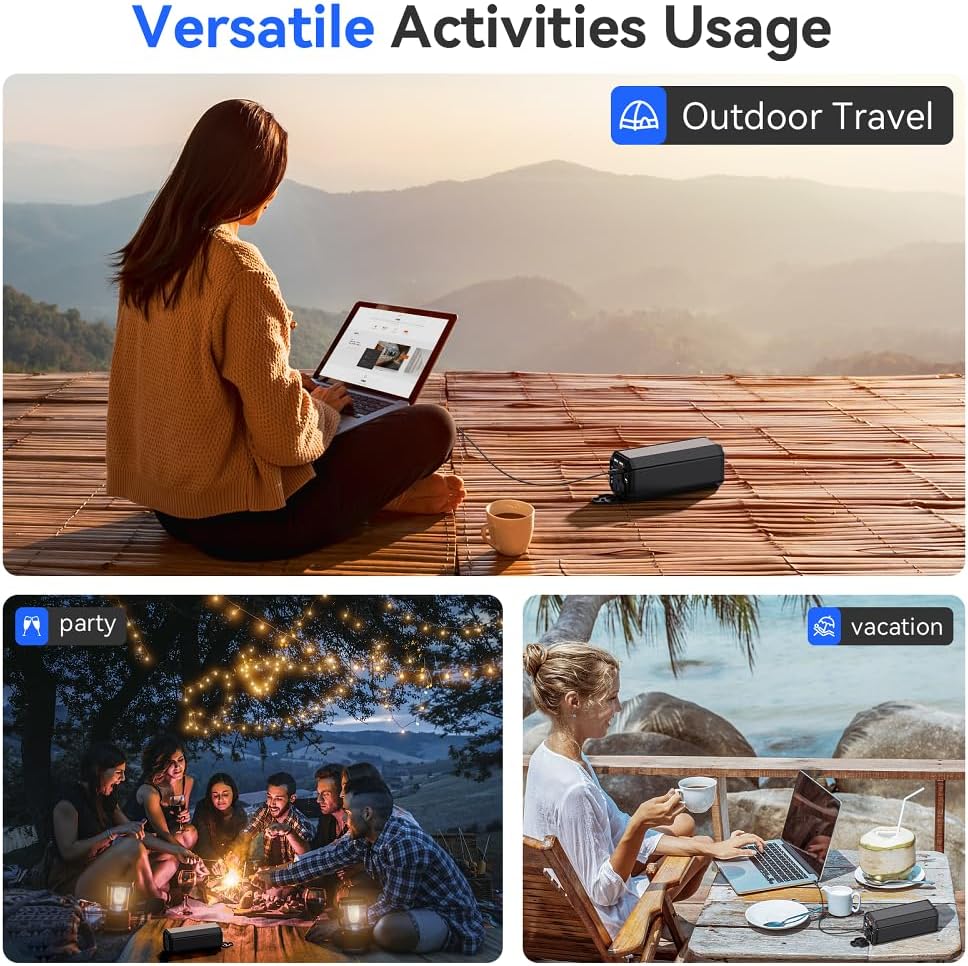 Portable Power Bank with AC Outlet, 100W Portable Laptop Charger, 98Wh/27000mAh High Capacity with 65W PD USB C Laptop Battery Bank, Backup Power Source for Business Travel and Outdoor Activities