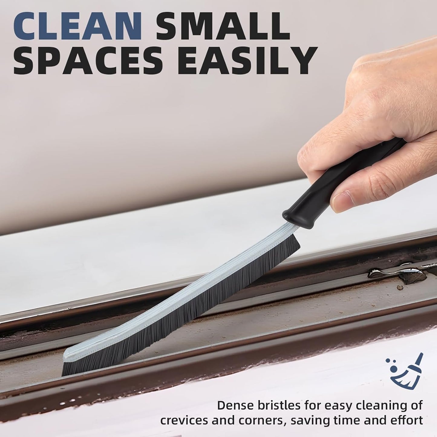 FOOGWEE Cleaning Brush 3 PCS - Bathroom Crevice Cleaning Brush - Hard Bristle Crevice Cleaning Brush - Black Grout Brush Cleaning Brush for Toilet, Kitchen, Window and Tile