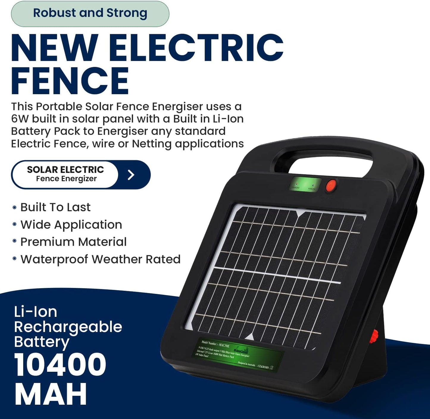 My Animal Command Solar Charger Portable Power Station Pet Fence 3 Mile 0.25 Joules Output (9-11KV) Electric Fence Energizer Containment & Protection of Livestock,Dog, Cats, Pets Easy Installation