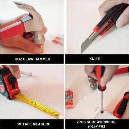 KCTXIPE Portable Household Tool Kit for Women & Beginners - 12" Starter Tool Set with Durable Bag, Ideal for Home, Apartment, Dorm, Office, and DIY Projects