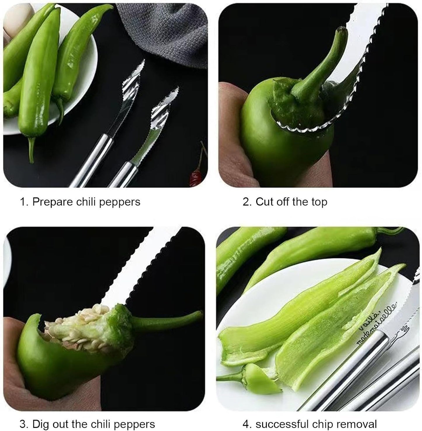 Svuoti-peperoni, Sottopomodori - 2 pezzi Svuota frutta seghettata,Accessori per barbecue da cucina, vuoti portatili utensili gadget da cucina per pomodori, zucchine