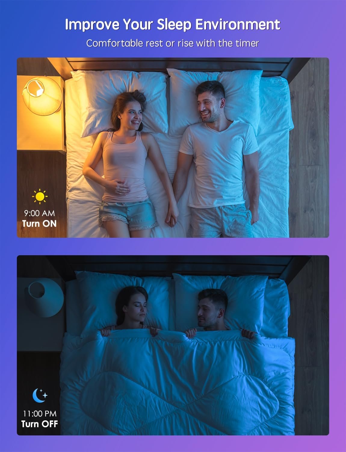 HIFILUZ Smart Light Bulbs 8 Pack, Work with Alexa and Google Assistant, LED Light Bulbs Color Changing with Timer, Bluetooth Music Sync, WiFi Bulbs with APP