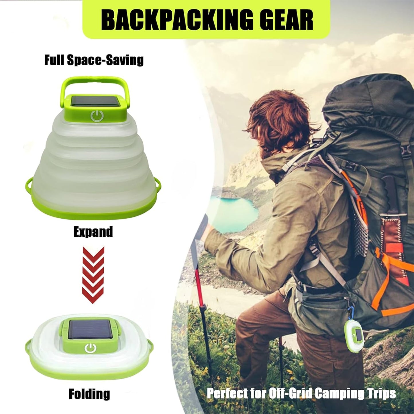 Solis Convene Solar Camping Lanterns-Collapsible Camping Essentials,IP65 Solar Lights Outdoor Waterproof,USB Portable Camping Hanging Lamp for Backpacking Gear,Emergency,Tent,Travel,Hiking