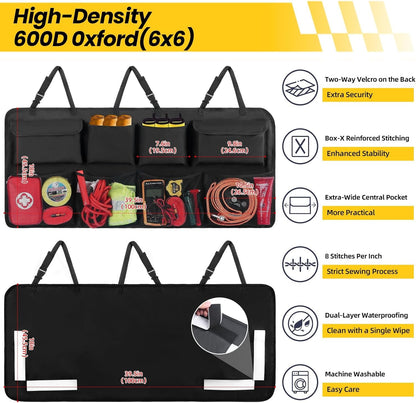 Car Trunk Organizer, Backseat Hanging Organizer with 8 Large Storage Bag Super Capacity for SUV,Truck,Van -Your Space Saving Expert