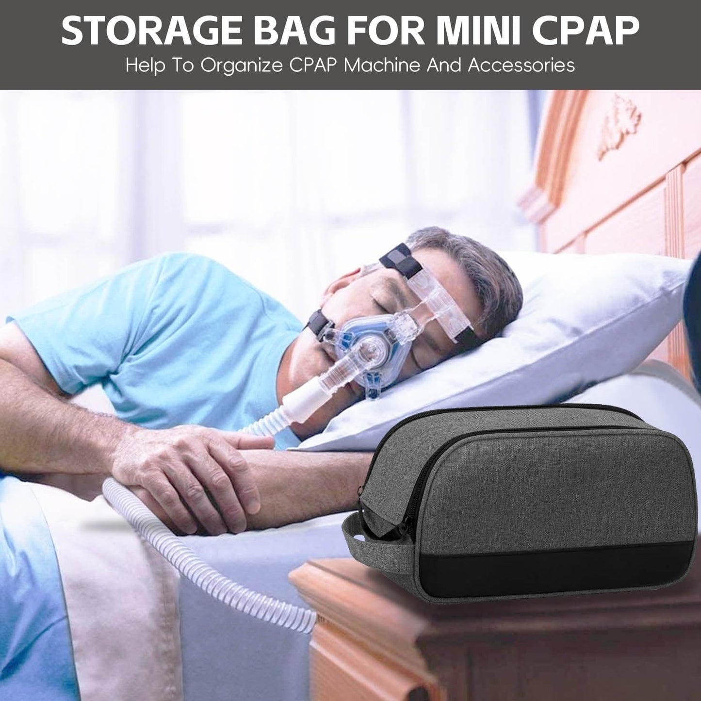 Tiny Chou CPAP Travel Bag Compatible with ResMed AirMini Machine & Accessories, Portable CPAP Equipment & Supplies Carrying Bag, Compact CPAP Organizer Storage Bag with Compartments,Black (Bag Only)