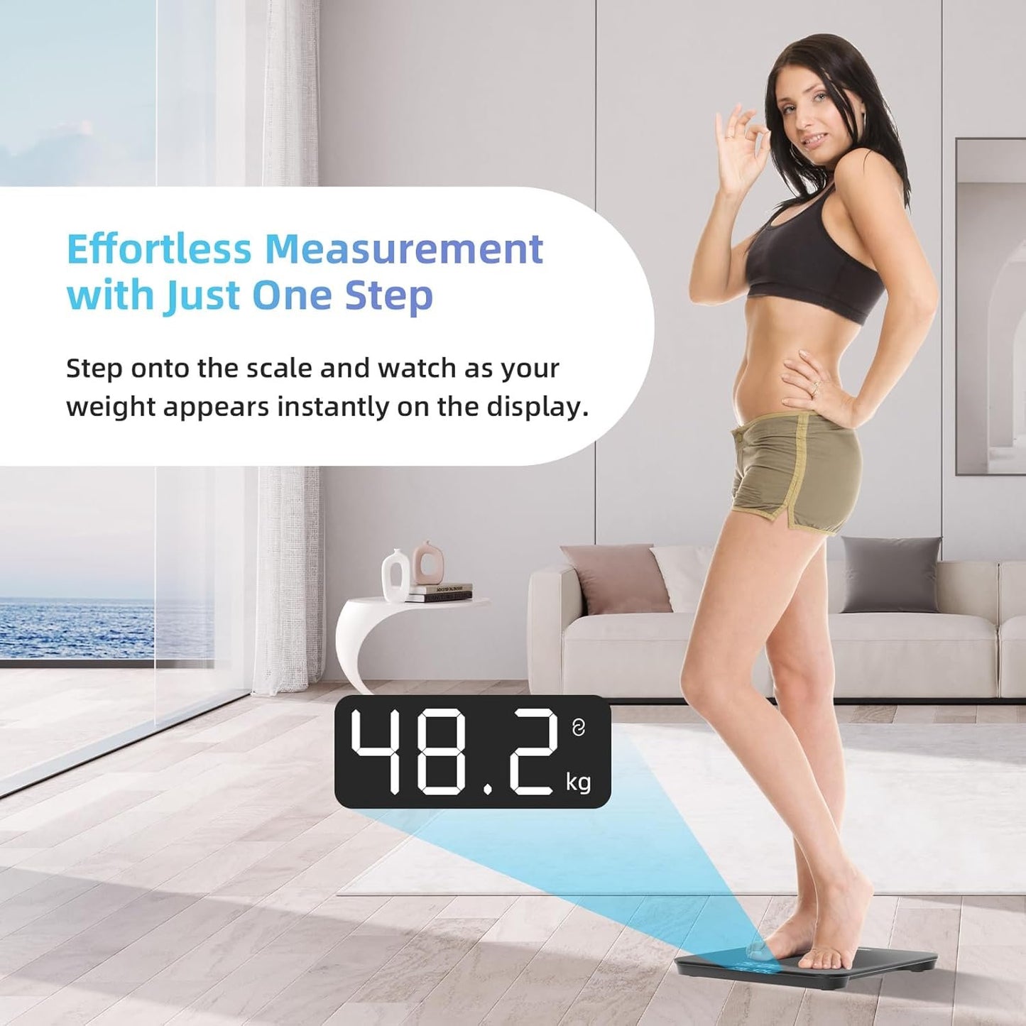 Healthkeep Personal Scales, Personal Scales with High Precision Sensors, Personal Digital Scale with Step-on Technology, Safety Glass Scale, Black 26cm*26cm